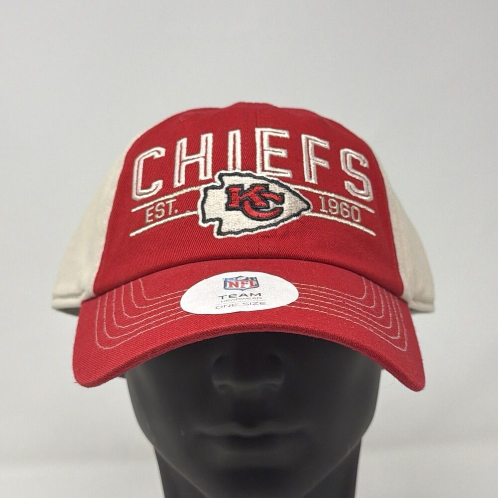 Kansas City Chiefs NFL Adjustable Snapback Hat Red Cream Embroidered NWT